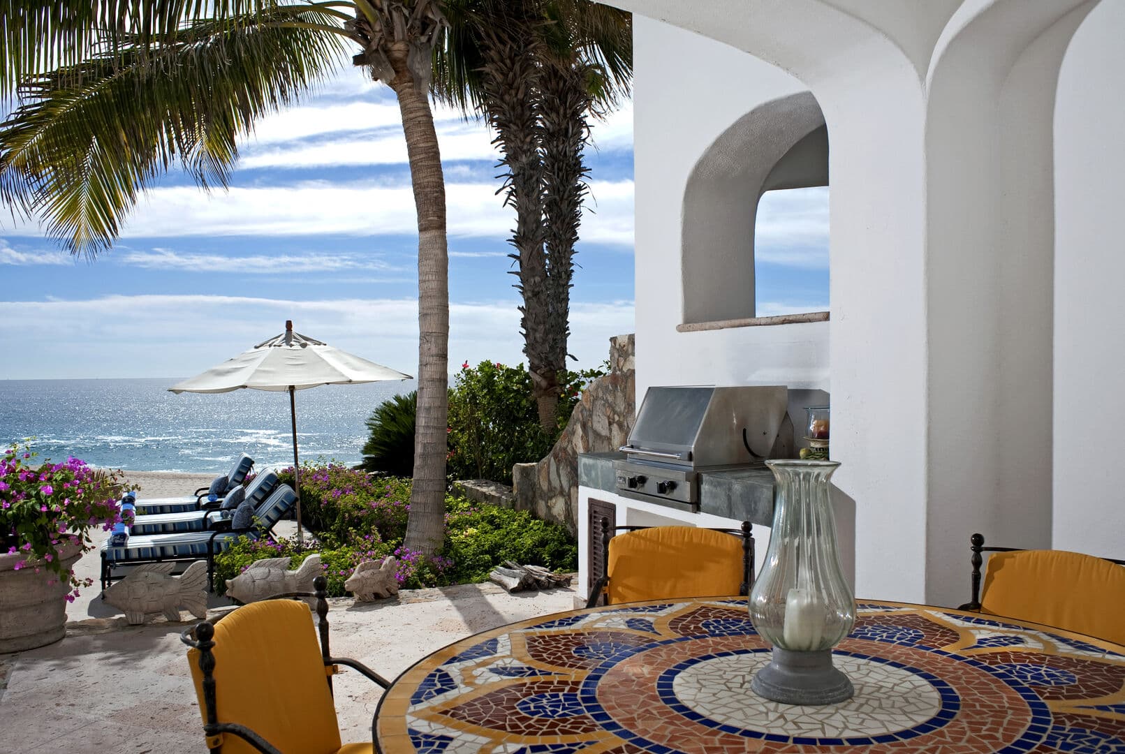 Private BBQ and outdoor dining set outside of our beachfront villa in Los Cabos