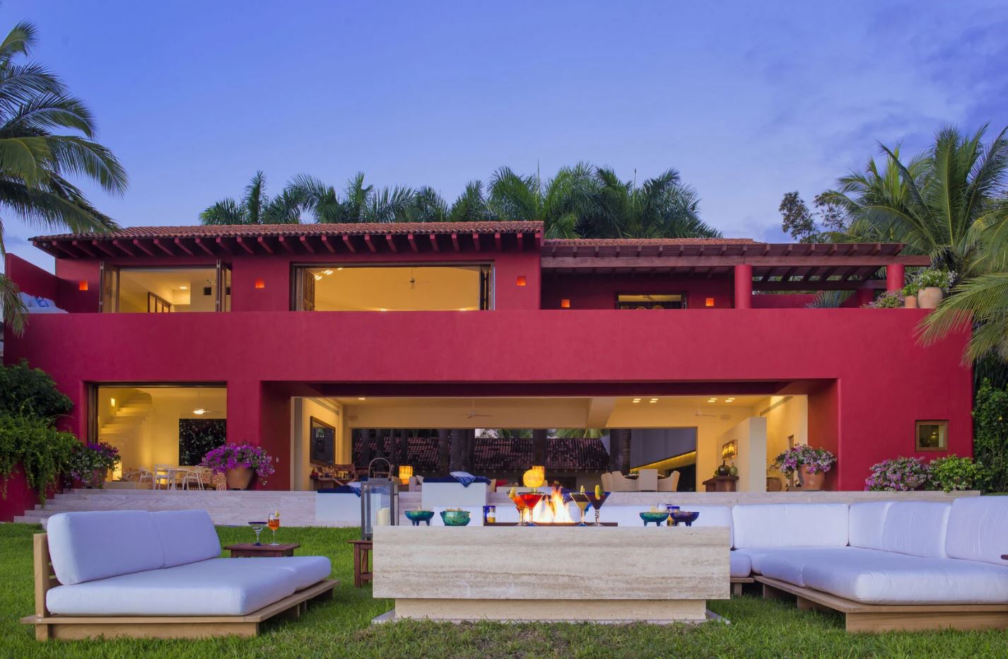 External view of a red Punta De Mita Vacation Home
