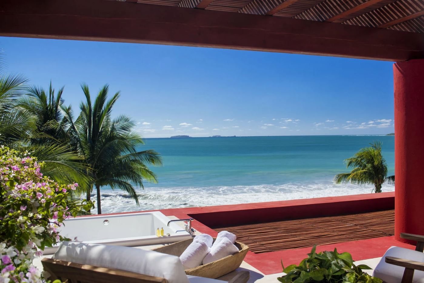 Views from the open bedroom/bathroom area of one of our Punta Mita Villas
