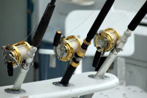 Fishing rods on a yacht