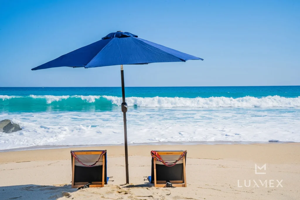 Chairs on the beach in Puerto Los Cabos